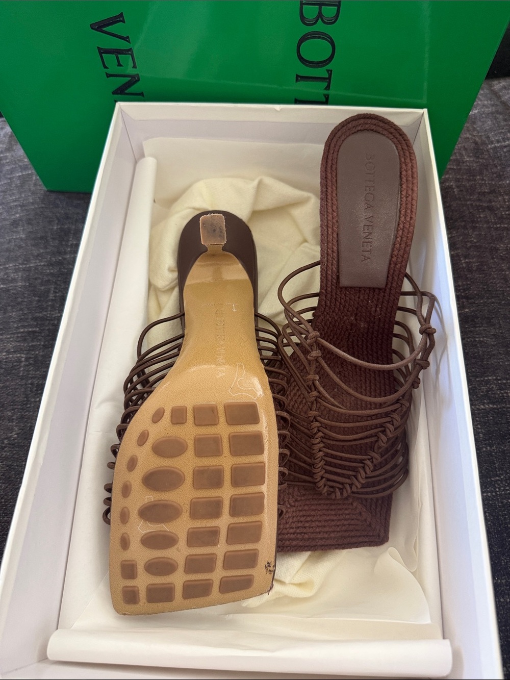 Bottega Veneta Stretch Chocolate Brown Woven Slide Sandal - Picture 3 of 5